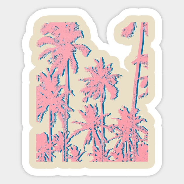 Summer pink palm trees Sticker by JulyPrints